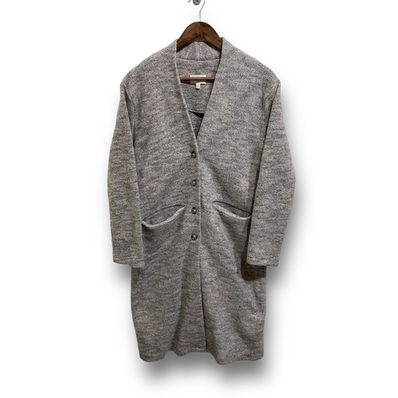 Everly Anthropologie Women's Double Pocket Long Cardigan Button Up Beige Black - Picture 1 of 6